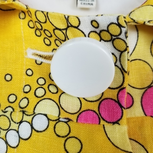 ITW Linen Retro Style Print One Button Swing Blazer Jacket Size 2 Short Sleeve - Picture 14 of 16